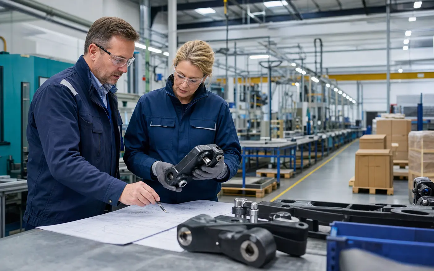 Engineers coordinating OEM specifications and product quality